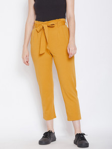 Zastraa Slim Fit Women Yellow Trousers