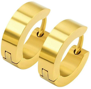 HOUSEOFTRENDZZ Piercing Surgical Fashion Jewellery Valentine Bali Hoop earrings for men/ Ear rings Combo For Men / Gents / Boys Piercing Daily use Simple Ear cuff style (PACK OF 1 PAIRS) GOLD Metal Drops & Danglers, Hoop Earring, Huggie Earring
