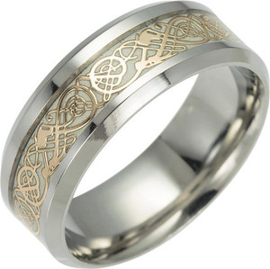 vien Glow In The Dark Dragon Texture Silver Ring Polishing Stainless Steel RING (PACK OF 1) स्टेनलेस स्टील स्टर्लिग सिल्वर प्लेटेड रिंग