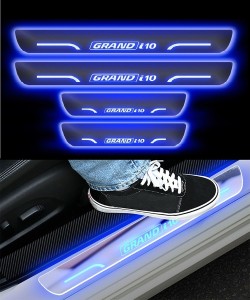 CARZEX Premium & Waterproof High Quality With Mirror Finish Car Door Foot Step LED Sill Plate for Hyundai Grand i10. (Set of 4 Pcs) Door Sill Plate