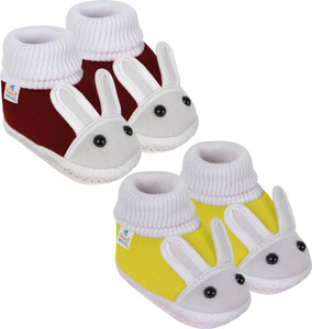 Neska Moda 3 To 12 Months Baby Boys & Baby Girls Set of 2 Pair Combo Cotton Rabbit Shoe Booties