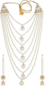 hurrio Mother of Pearl Gold-plated White Jewellery Set