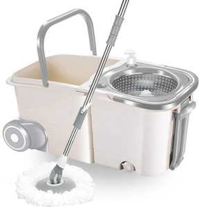 व-मोप Premium Double Twin Bucket Wheel Mop Sets (( 6 Months Warranty on Rod Set )) वैट और ड्राई मोप