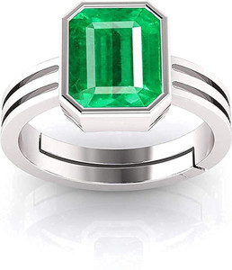 Sidharth Gems 10.25 Ratti 9.00 Carat Certified Natural Emerald Panna Panchdhatu Adjustable Brass Emerald Ring