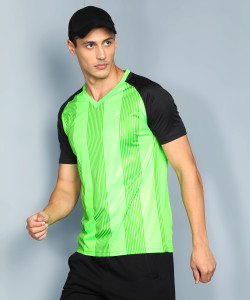 Adrenex Striped Men V Neck Multicolor T-Shirt