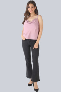 PRETTY LOVING THING Casual Sleeveless, Shoulder Strap, No Sleeve Solid Women Purple Top
