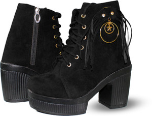 SK Clasy New Stylish Girl’s High Heel Comfortable and Fashionable Out Door Boot Shoe's For Length Light Weight Lace Up Casual Boot For Women/Girls Boots For Women