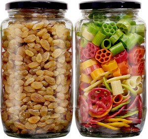 PANEL'S Air Tight Kitchen Storage 1100 Ml long Glass Jar with Black Metal lid-  - 1100 ml