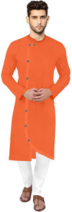 Enmozz Men Solid Asymmetric Kurta