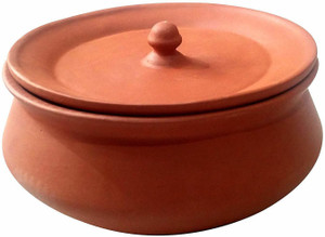 B S NATURAL Organic Clay Crafts Clay Dahi Handi/Curd Pot with lid Medium Size 500 ML Cookware Set