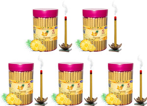 Shankh Pineapple Dhoop Stick (Incense Stick) Pack of 500 gram (100 + 100 + 100 + 100 + 100) Fragrance Pineapple