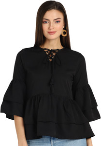 SHASHVI Casual Solid Women Black Top