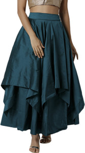 De Moza Solid Women Layered Green Skirt
