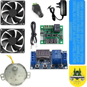 TechSupreme Best Combo Of W1209 + 12v 2Amp Adapter + 2 Pieces 3inch fan+ 1 Dc Connectors Screw Type and Synchronous Motor 220-240volts 5/6rpm 4w Auto Swing Motor & Timer Module , Timer Relay, DC 6-30V 1 Channel Relay Module Switch Trigger Time Delay Circuit Timer Cycle Adjustable For Diy Incubator Electronic Components Electronic Hobby Kit