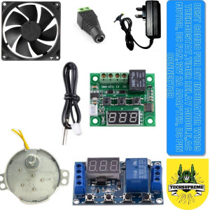 TechSupreme Best Combo Of W1209 + 12v 2Amp Adapter + Pieces 3inch fan+ 1 Dc Connectors Screw Type and Synchronous Motor 220-240volts 5/6rpm 4w Auto Swing Motor & Timer Module , Timer Relay, DC 6-30V 1 Channel Relay Module Switch Trigger Time Delay Circuit Timer Cycle Adjustable For Diy Incubator Electronic Components Electronic Hobby Kit