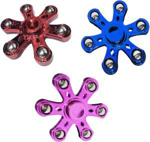 WHITE POPCORN 6 point Six Sided Spoke Combo Anti-Stress/Anxiety Fidget Spinner (PACK OF 3)