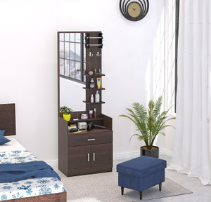 BLUEWUD Darci Dressing Vanity Table With Drawer and Storage Shelve Engineered Wood Dressing Table