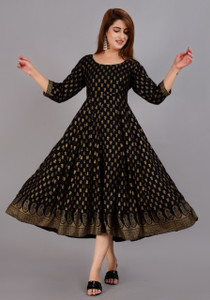 AO services Women Floral Print Anarkali Kurta