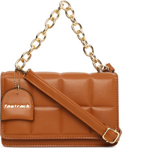 Fastrack Tan Sling Bag Quilted Tan Sling Bag