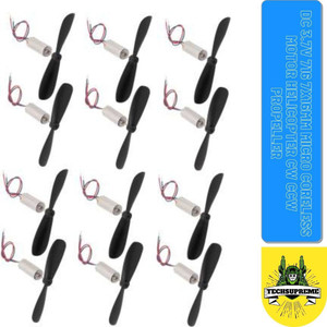 टेकसुप्रीम Coreless Motor 20x08 mm 510000 RPM (12 Pieces) 3.7V with (6 Propellers) 6 CW, 6 CCW Rotor Drone मोटर नियंत्रण इलेक्ट्रॉनिक हॉबी किट