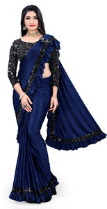 PRISHA SAREES Embellished Bollywood Lycra Blend Saree