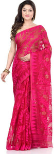BASANA SAREE KUTHIR Self Design, Woven Jamdani Cotton Blend Saree