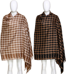 BM Acrylic, Wool Checkered, Striped Women Shawl