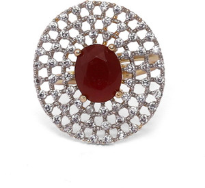 Zoey American Diamond Adjustable Ring for Women & Girl Metal Cubic Zirconia Gold Plated Ring