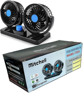 SellRider Imported Beast Quality 100% Copper motor Car Fan,Mitchell 12V DC Electric Car Fan for Dashboad 360 Degree Rotatable Dual Head Car Auto Cooling Air Fan Use Car, Home, Shop and Office Car Interior Fan Car Interior Fan