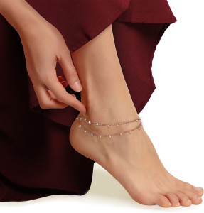 GIVA 925 Sterling Silver Layered Rose Gold Queen's Anklet (Single) Sterling Silver Anklet