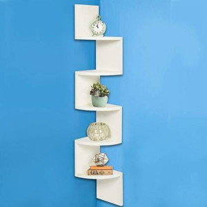 HabibaArtGallery Wall shelf Zigzag Corner Wall Mount Shelf Unit/Racks and Shelves/Wall Shelf/Book Shelf/Wall Decoration/ Corner Zigzag Mounted Floating 5 Rack Shelves MDF MDF (Medium Density Fiber) Wall Shelf (Number of Shelves - 5 MDF (Medium Density Fiber) Wall Shelf