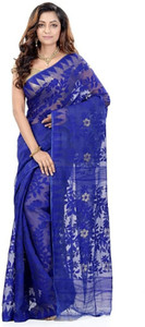 BASANA SAREE KUTHIR सेल्फ डिज़ाइन, बुना हुआ जामदानी कॉटन ब्लेंड साड़ी