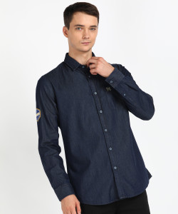 Van Heusen Academy Men Solid Casual Blue Shirt