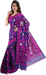 BASANA SAREE KUTHIR Self Design, Woven Jamdani Cotton Blend Saree