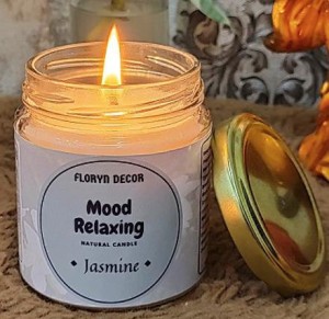 Floryn decor Mood Relaxing Scented Candle | Soy Wax Candle | Natural Wax Candle for Home Decor | Burning Time - 30 Hours | Scent: (Jasmine, Pack of 1) Candle