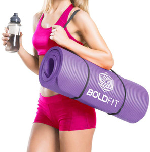 बोल्डफिट NBR Yoga Mat For Women & Men-10mm Thick Non Slip Exercise mat For Home-Gym Workout बैंगनी 10 mm योगा मैट