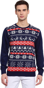 Style Quotient Printed Round Neck Casual Men Multicolor Sweater