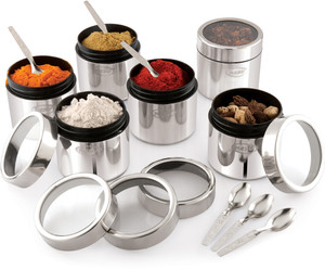 MARU 6 Stainless Steel Containers with 6 Spoons  - 2100 स्टील यूटीलिटी कंटेनर