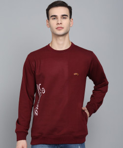 ZEPPI Solid Round Neck Casual Men Maroon Sweater