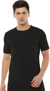 Organic Chics Solid Men Round Neck Black T-Shirt