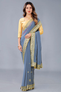 ROSYQUEEN Self Design, Embroidered Bollywood Georgette Saree