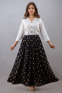 ADITYA FAB Printed Stitched Lehenga & Crop Top
