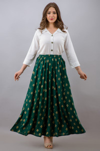 ADITYA FAB Printed Stitched Lehenga & Crop Top