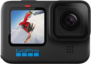 GoPro Hero 10 Waterproof with Front LCD and Touch Rear Screens, 5.3K60 Ultra HD Video, 1080p Live Streaming, Webcam, Stabilization Sports and Action Camera