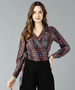 Znx Casual Printed Women Multicolor Top