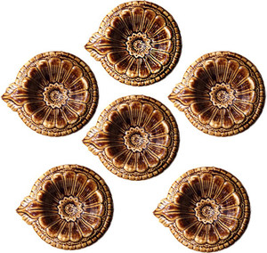 RESHAMM LIFE CARE Diwali dipawali festival relegions puja pooja Ceramic (Pack of 6) Table Diya Set