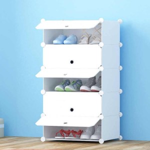 Coroid 5-Layer Shoe Rack Multipurpose Storage for Home Bedroom Living Room Waterproof Plastic, Metal Collapsible Shoe Stand
