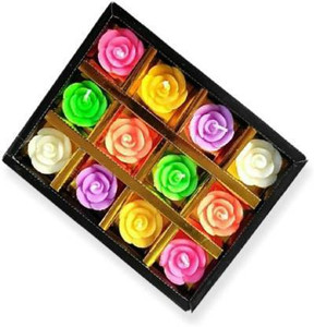 SSJMart SSJ MART Decoration Set of 12 Flower Shape Floating Candles for Diwali Home Decor - Multi Colour Candle (Multicolor, Pack of 12) Candle