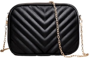 Bizarre Vogue Black Sling Bag Women Chain Boxy Sling Bag | Sling Bag For Girls