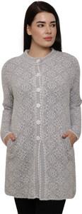 chatanya Self Design Round Neck Casual Women White Sweater